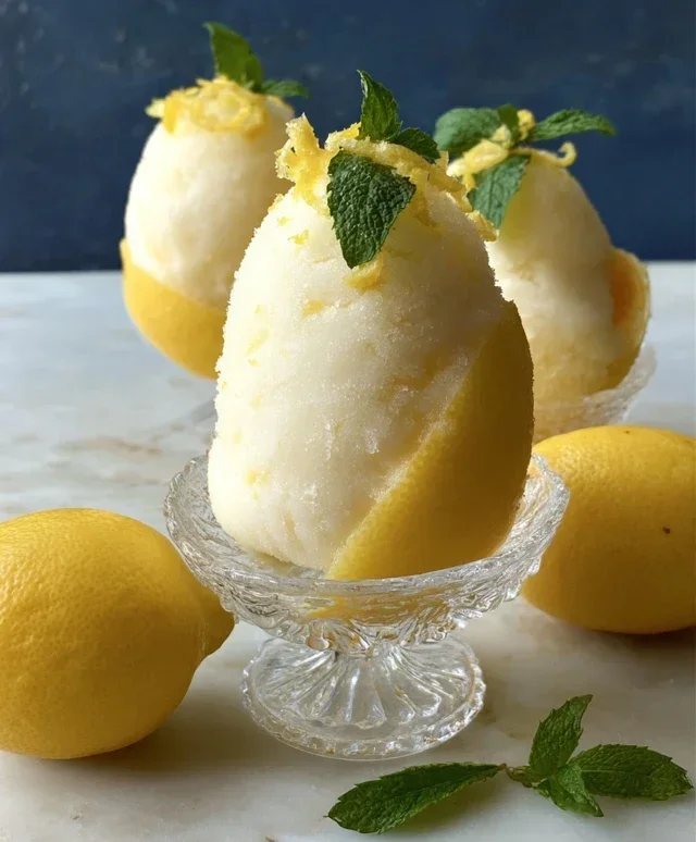 Sorbetto di Limone Dressed Up in a Frozen Lemon Shell