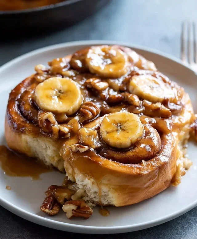 Bananas Foster Cinnamon Rolls