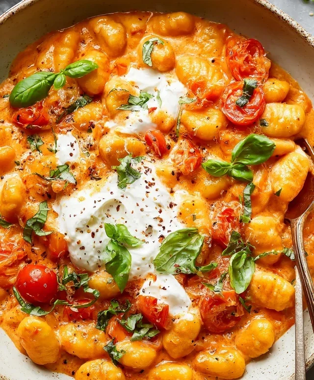 30 Minute Creamy Tomato Gnocchi with Burrata