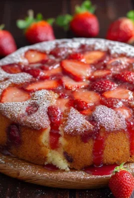 Easy Strawberry Cake with Strawberry Sauce
