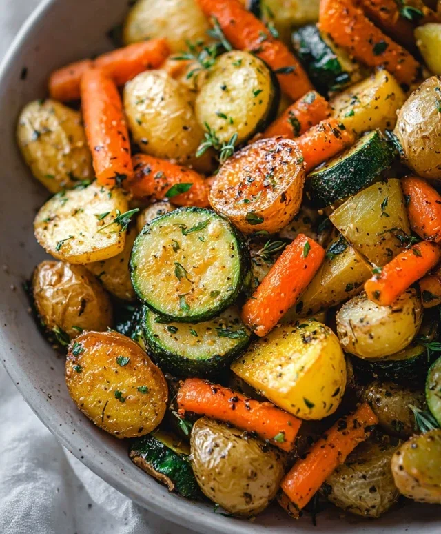 Garlic Herb Roasted Potatoes Carrots and Zucchini