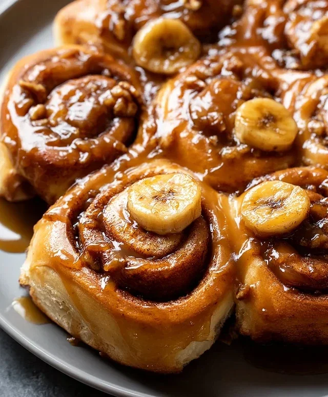 Bananas Foster Cinnamon Rolls