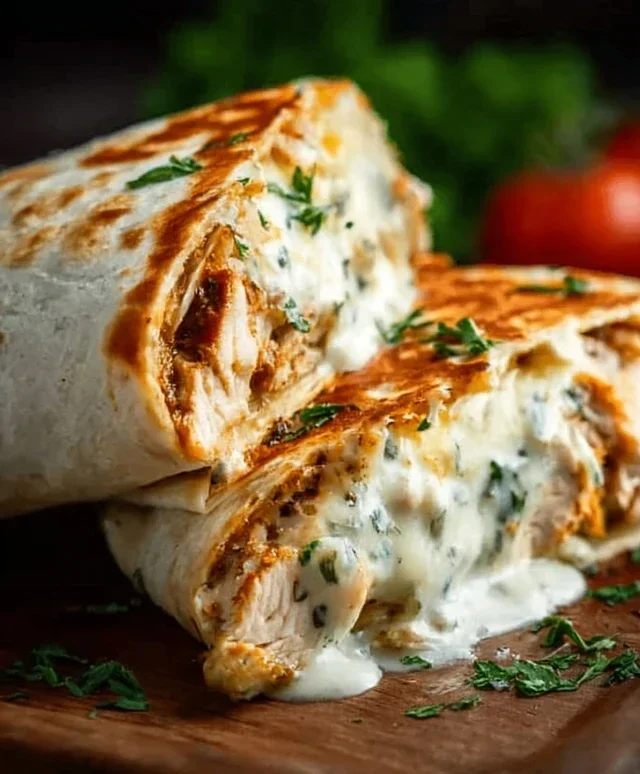 Cheesy Garlic Chicken Wraps