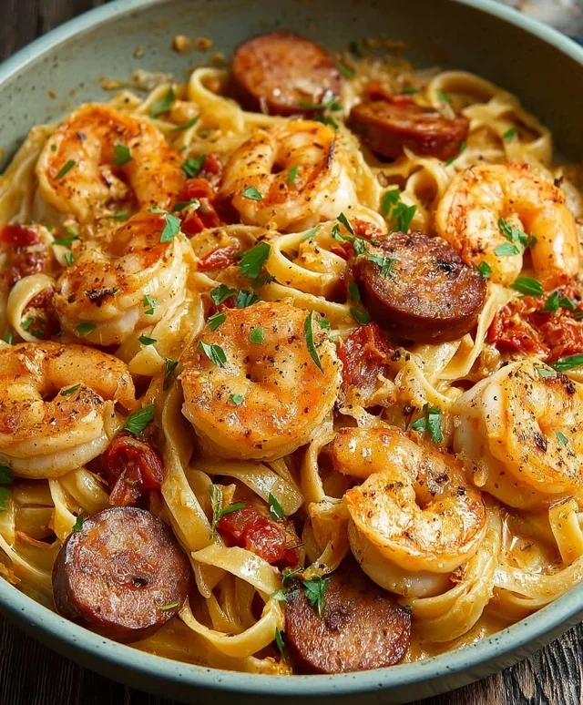 Creamy Cajun Shrimp Pasta with Sausage