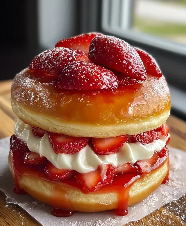Strawberry Cheesecake Doughnut Burger