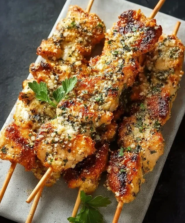 Ranch Garlic Parmesan Chicken Skewers