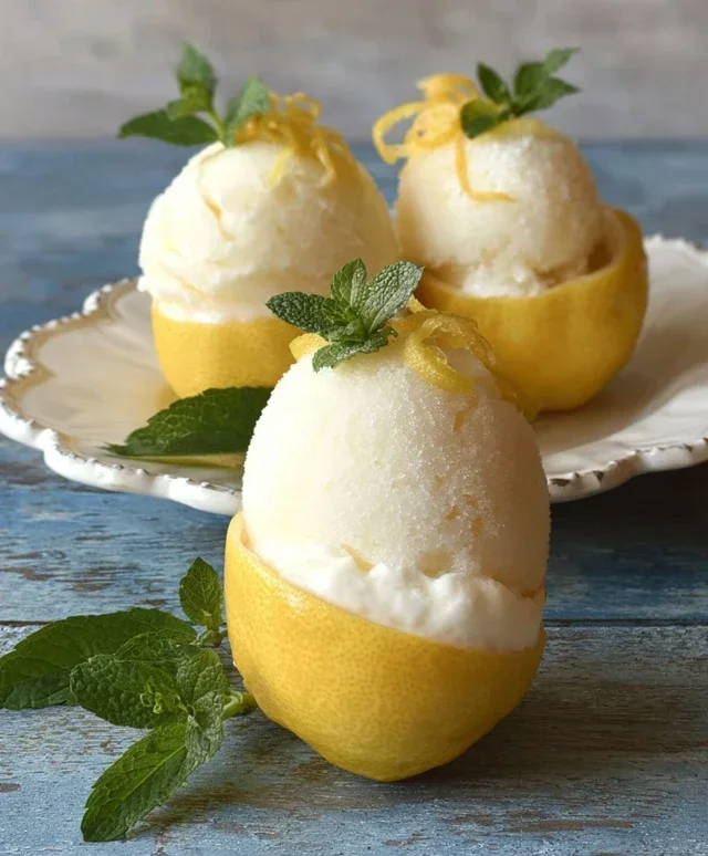 Sorbetto di Limone Dressed Up in a Frozen Lemon Shell