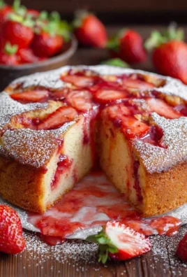 Easy Strawberry Cake with Strawberry Sauce