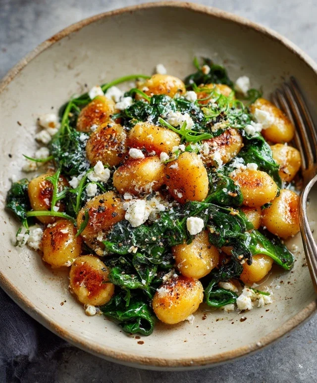 Crispy Gnocchi With Spinach And Feta