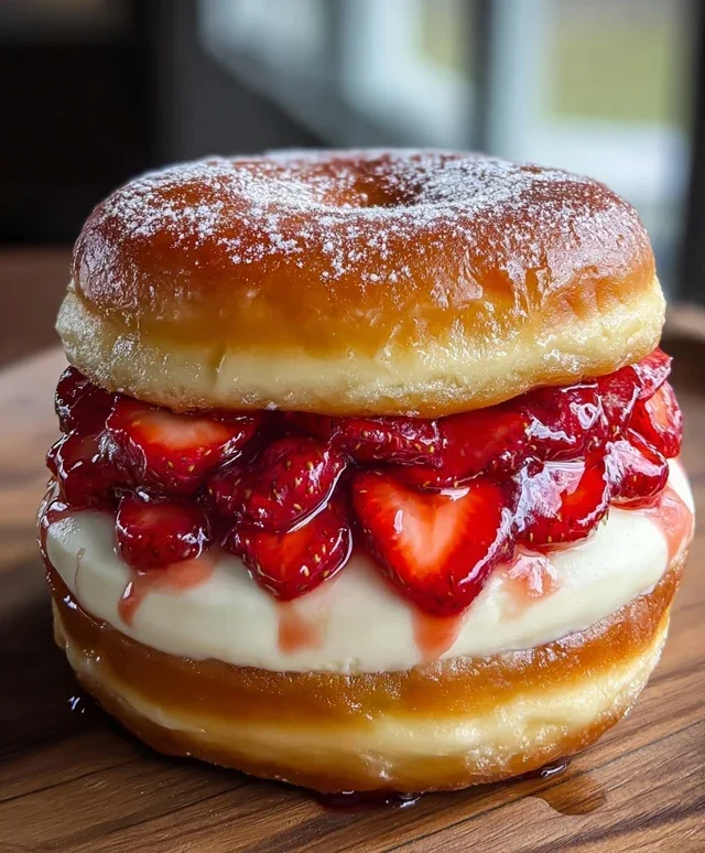 Strawberry Cheesecake Doughnut Burger