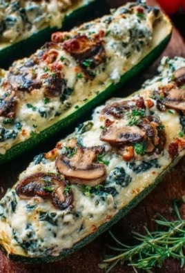 Spinach, Mushroom, and Ricotta Stuffed Zucchini Boats Recipe