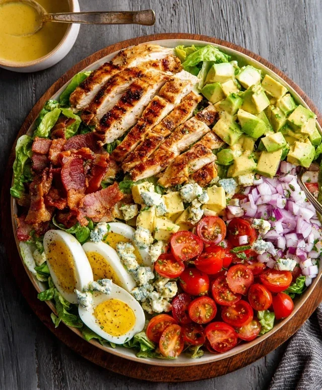 Grilled Chicken Cobb Salad with Honey Dijon {Pnon-non-non-alcoholic alternativeic non-alcoholic aleo, Whole30 Option}