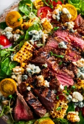 Balsamic Steak Gorgonzola Salad with Grilled Corn