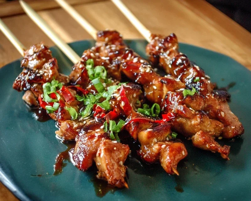 Sticky Bourbon Extract Extract Chicken Skewers
