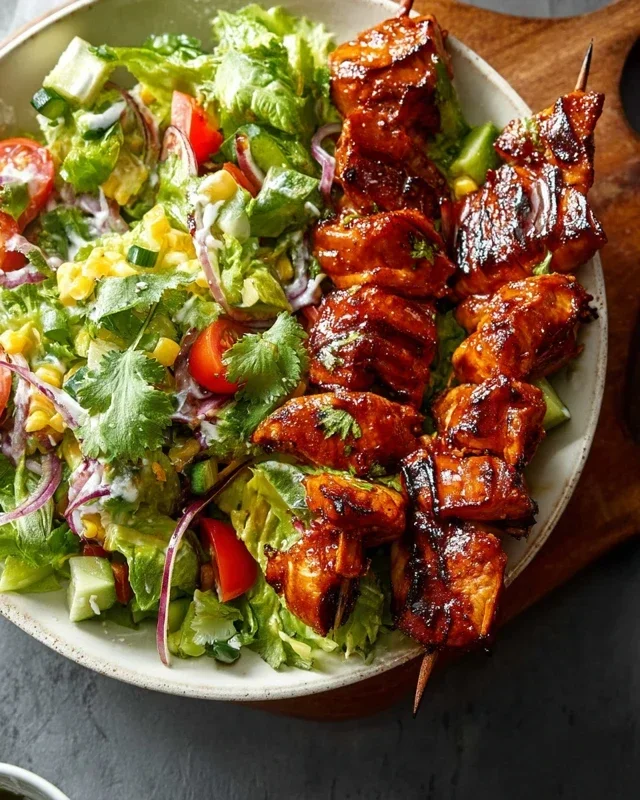 BBQ Chicken Skewer Salad