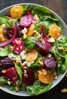 Beet Salad with Spinach and Honey-Mustard Lemon Dressing