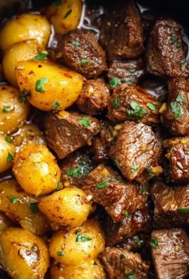 Slow Cooker Garlic Butter Beef Bites with Potatoes