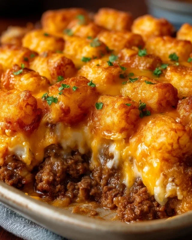 Tater Tot Casserole with Ground Beef