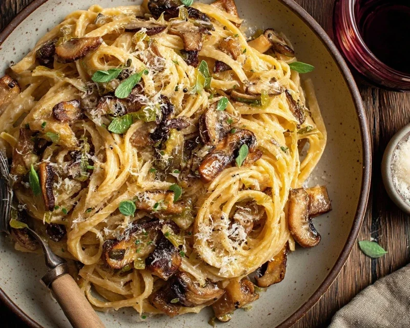 Caramelized Leek and Mushroom Gruyere Pasta