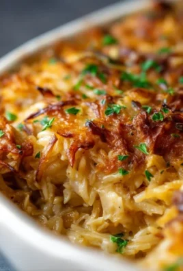French Onion Chicken Orzo Casserole