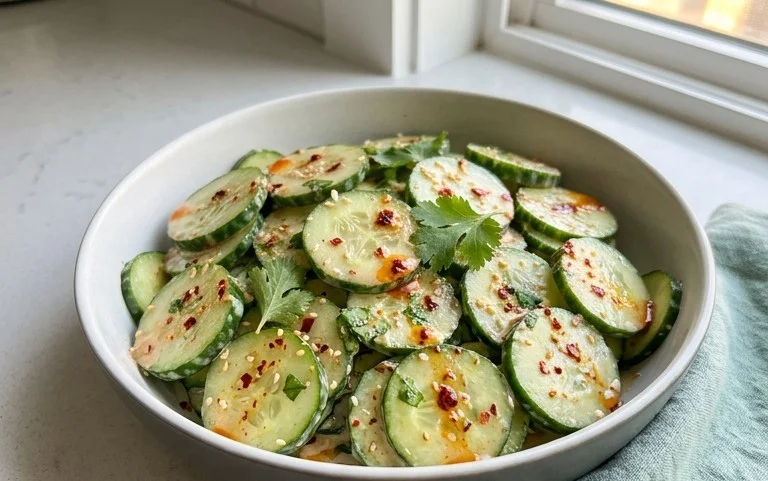 Creamy Asian Cucumber Salad Bowl