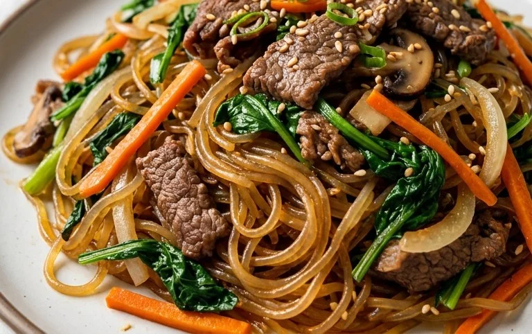 Japchae (Korean Glass Noodle Stir Fry)