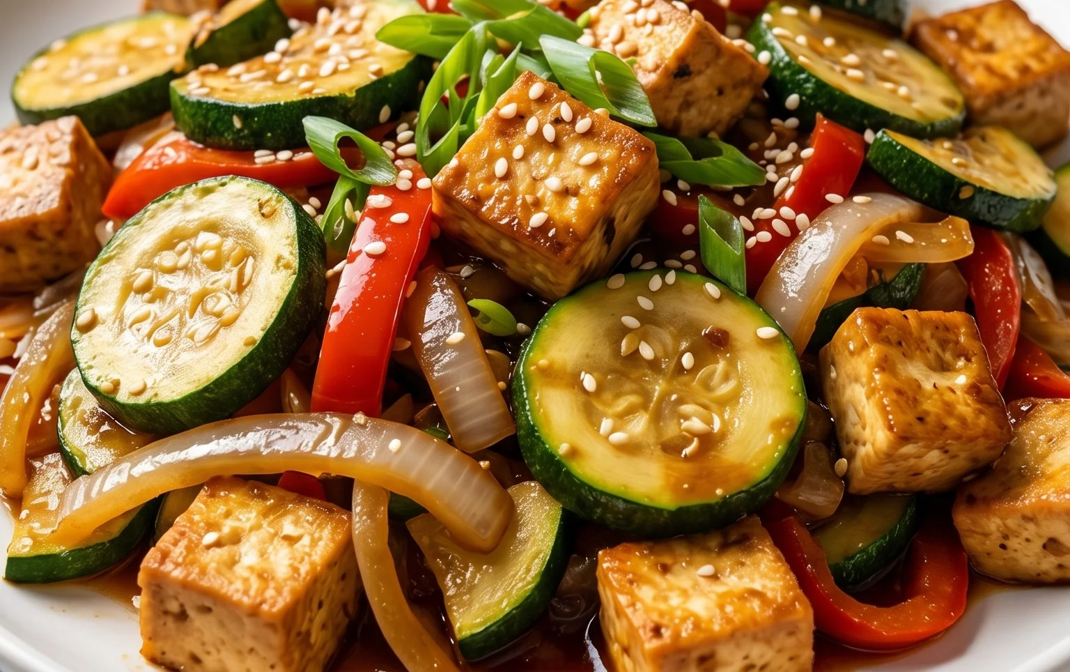 Zucchini Stir Fry With Tofu (Vegan)