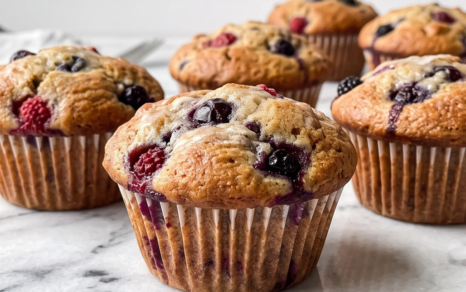 Bakery Style Mixed Berry Muffins | with Frozen Berries