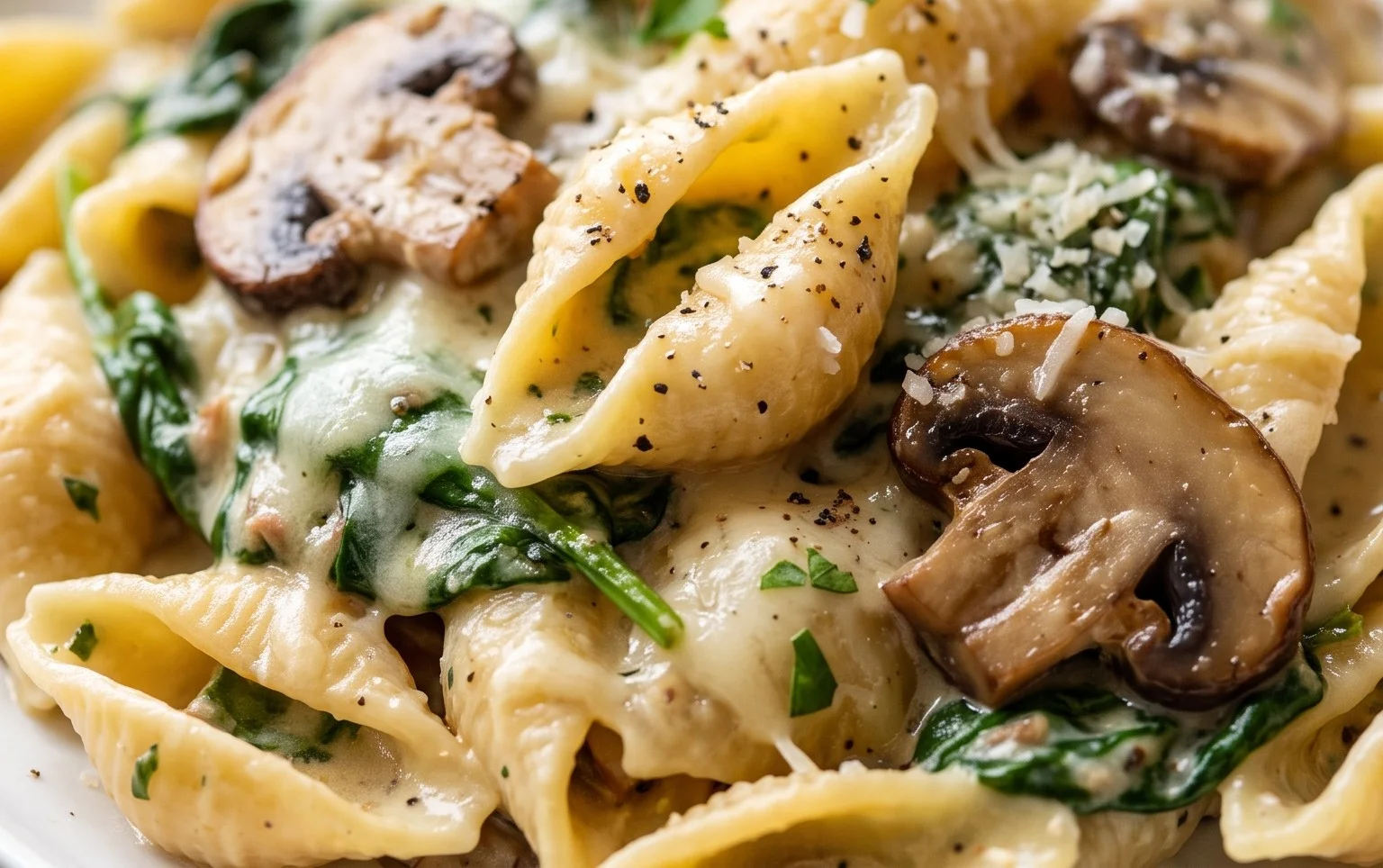 Parmesan Spinach Mushroom Pasta Skillet