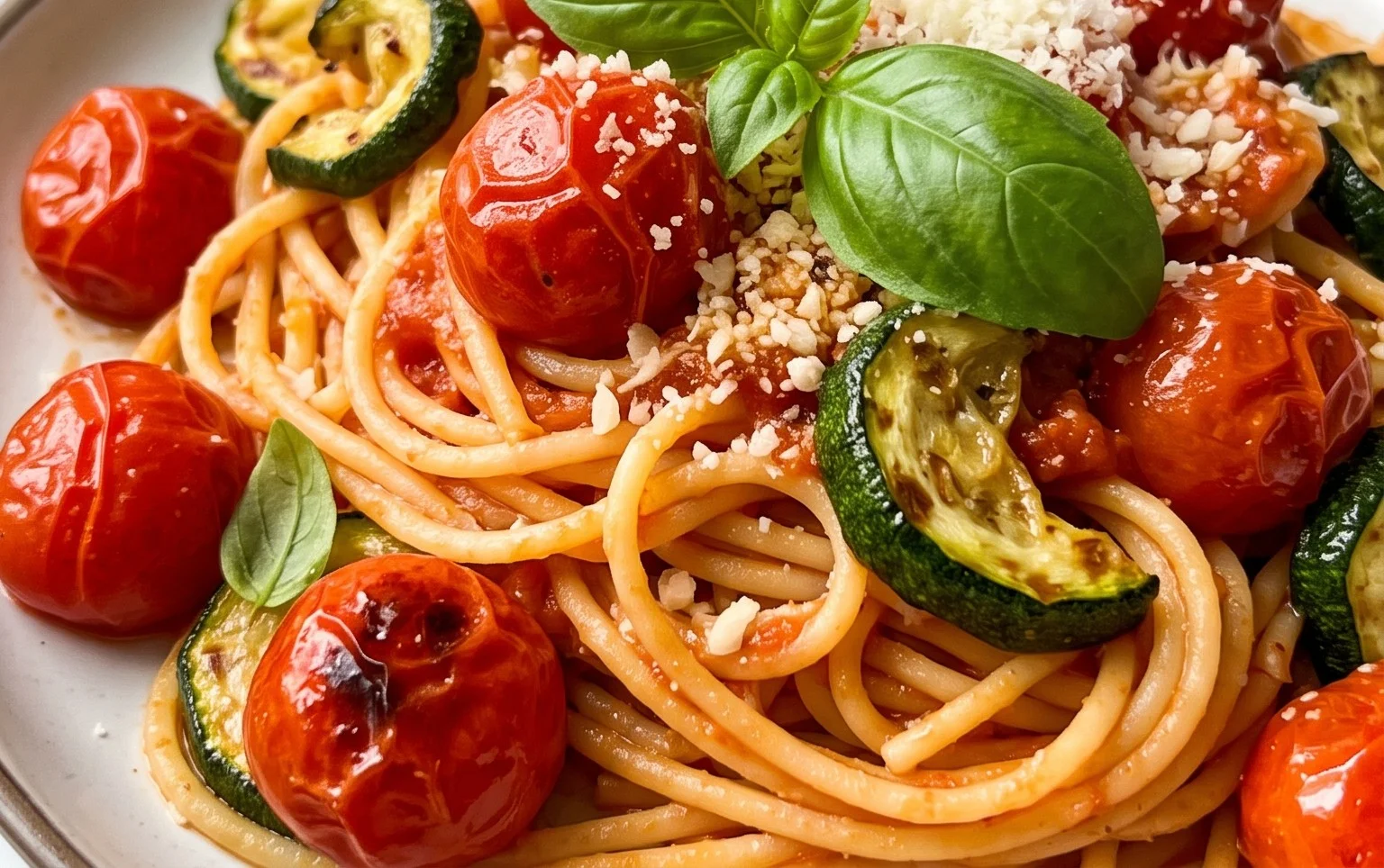 Healthy Tomato Zucchini Pasta