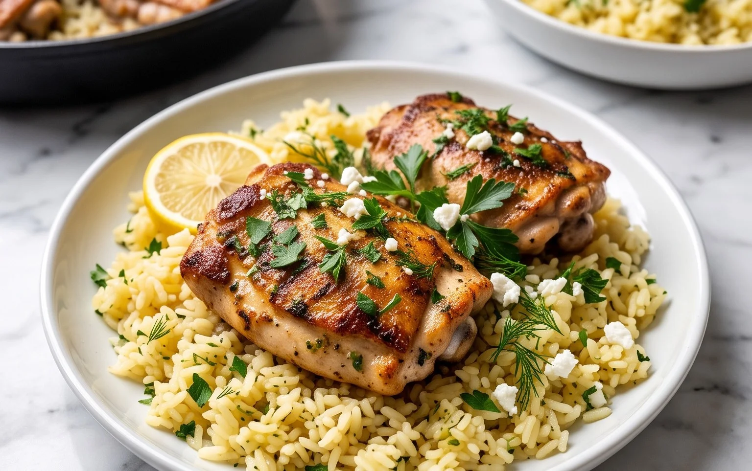 Greek Chicken and Lemon Rice (30 Minutes, One-Pot)
