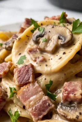 Creamy Beef Bacon and Mushroom Pasta