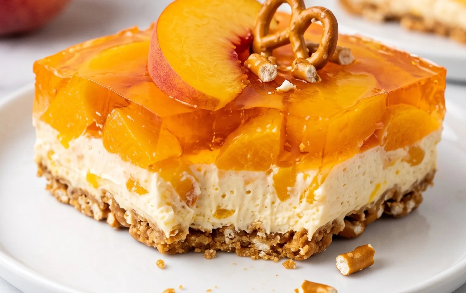 Peach Pretzel Salad Dessert