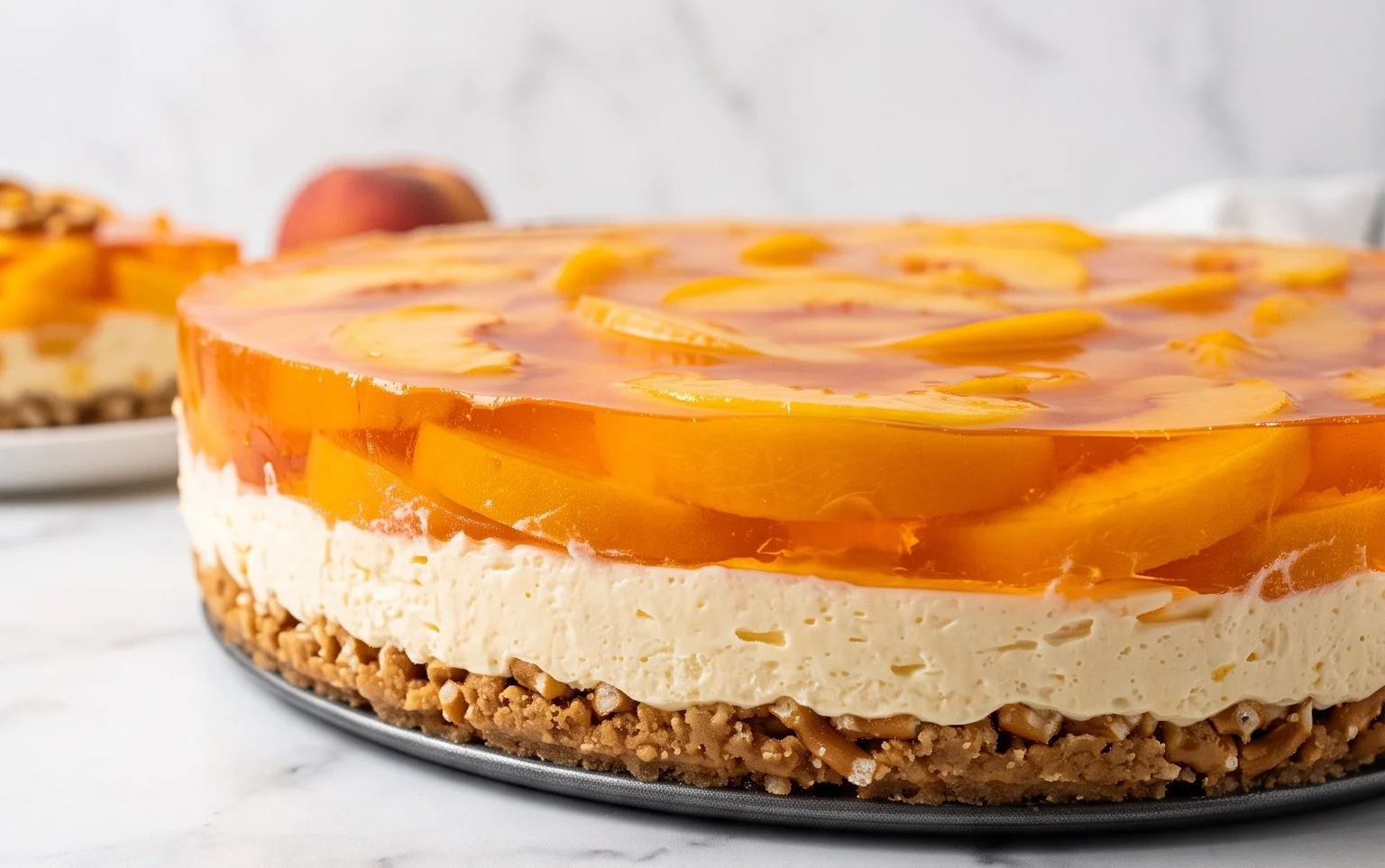 Peach Pretzel Salad Dessert