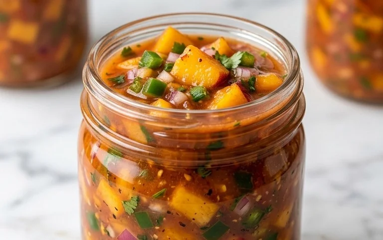 Sweet & Spicy Peach Salsa Canning Recipe