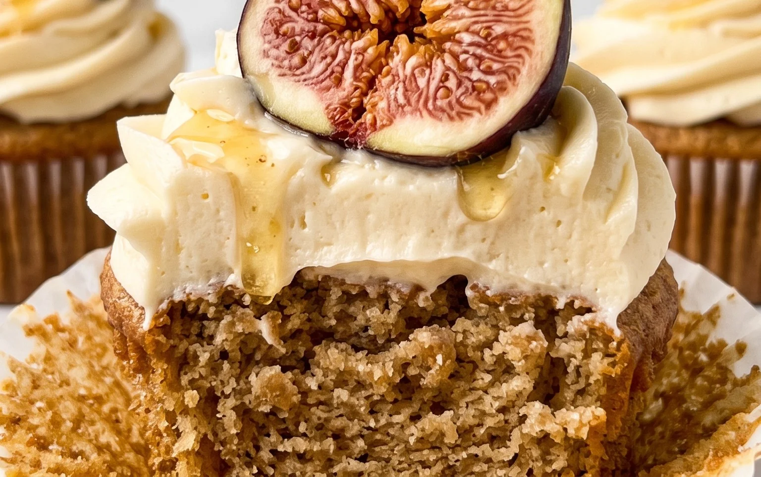 Fig Cupcakes with Honey Cream Cheese Frosting