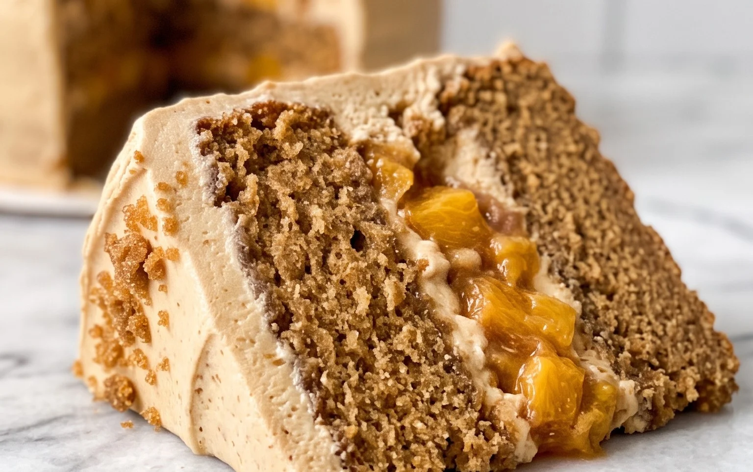 Brown Sugar Layer Cake with Peach Filling