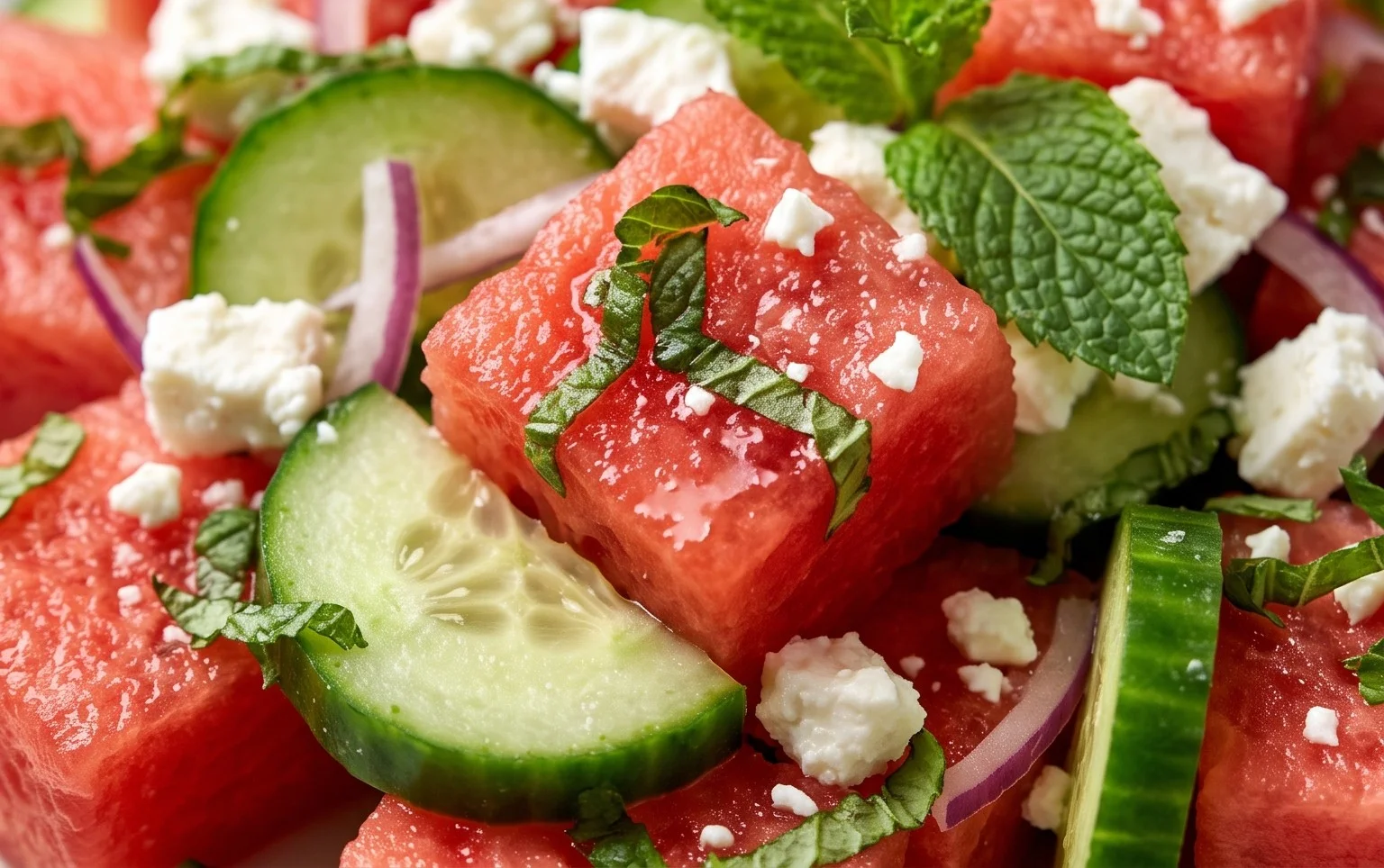 Watermelon Salad with Cucumber and Feta