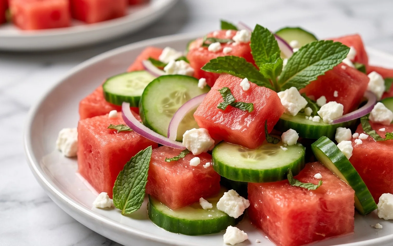Watermelon Salad with Cucumber and Feta